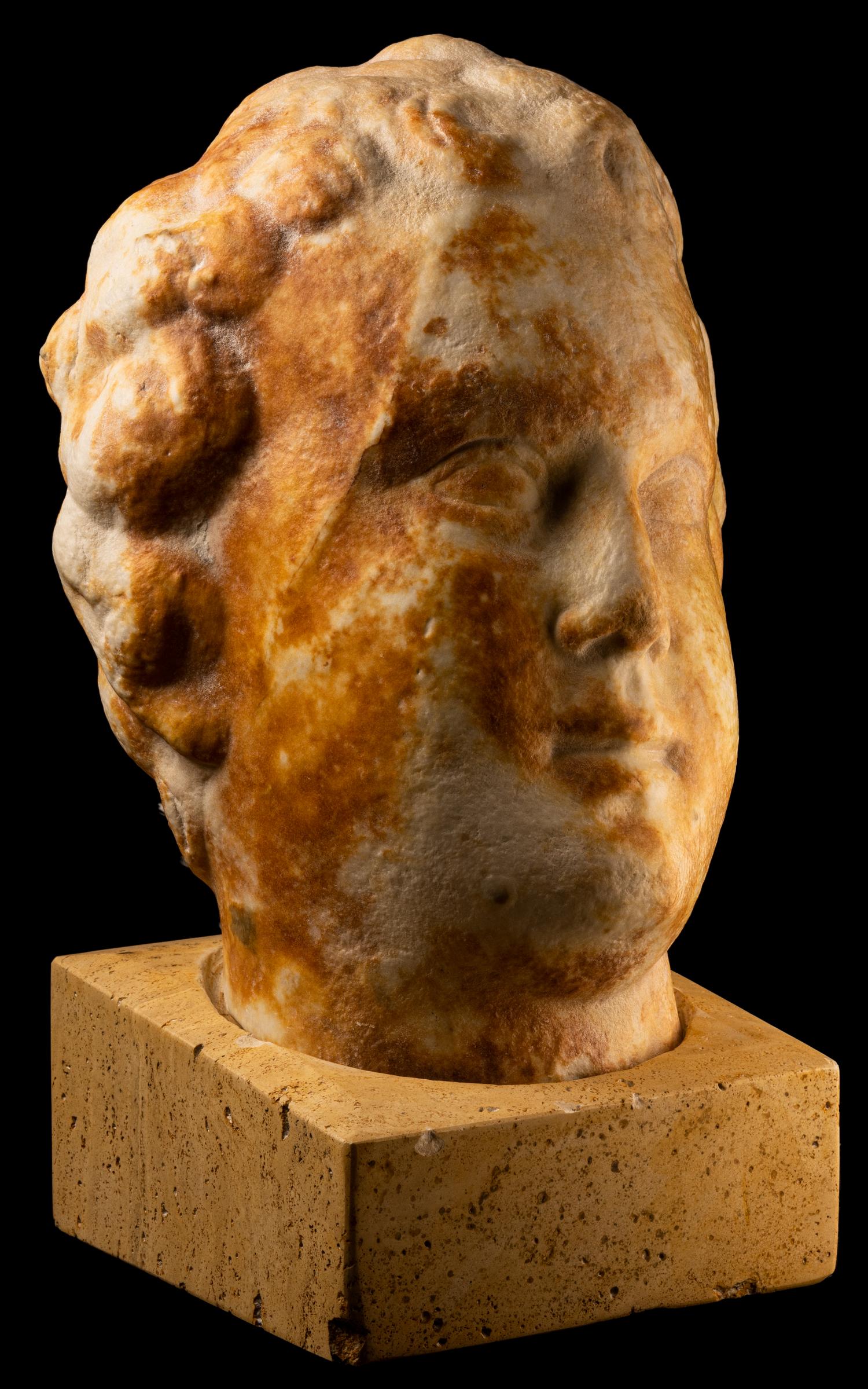 A Large Roman Marble Portrait Head of a Youth