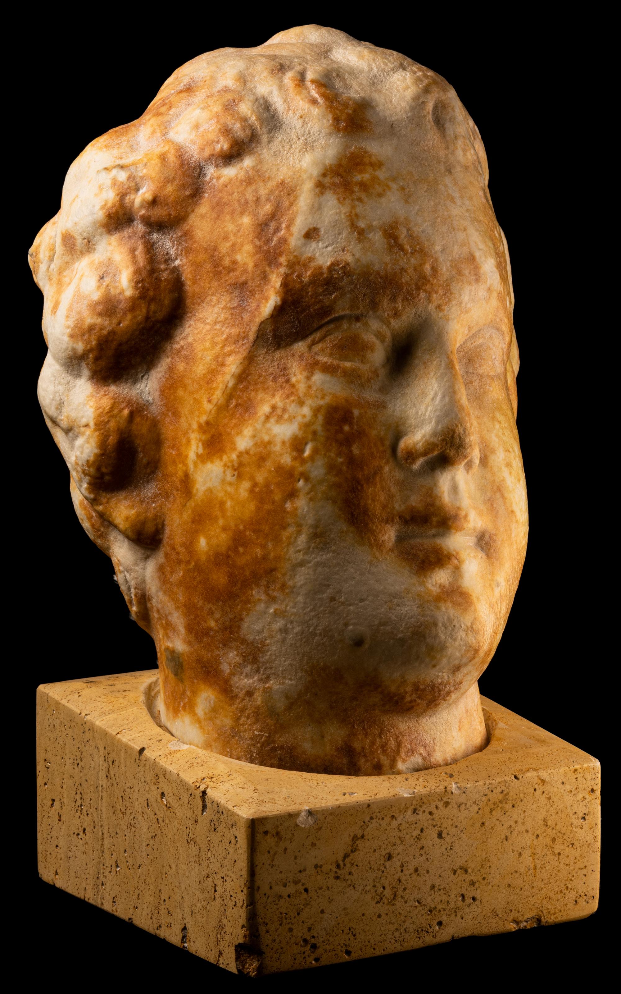 A Large Roman Marble Portrait Head of a Youth