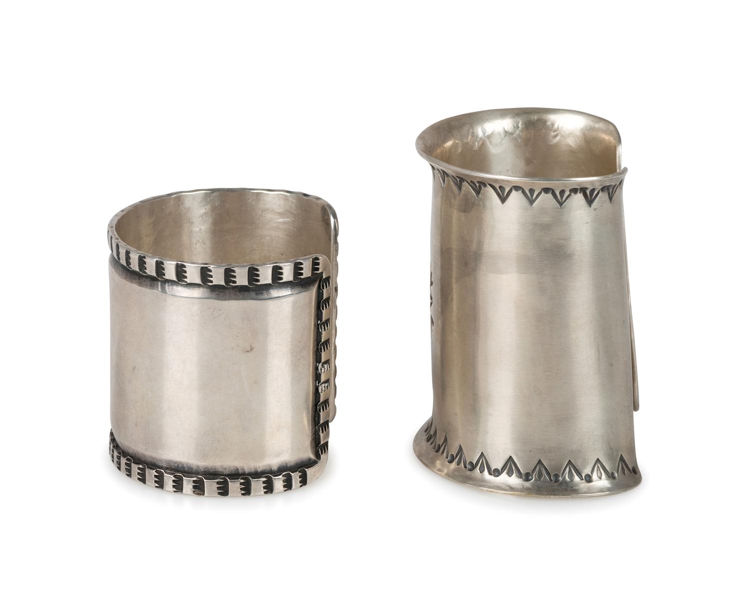 Heavy Stamped Silver Cuff Bracelets