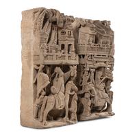 A Pair of Chinese Carved Stone Panels, 18th-19th Century — 清中期 亭台人物圖石雕一對