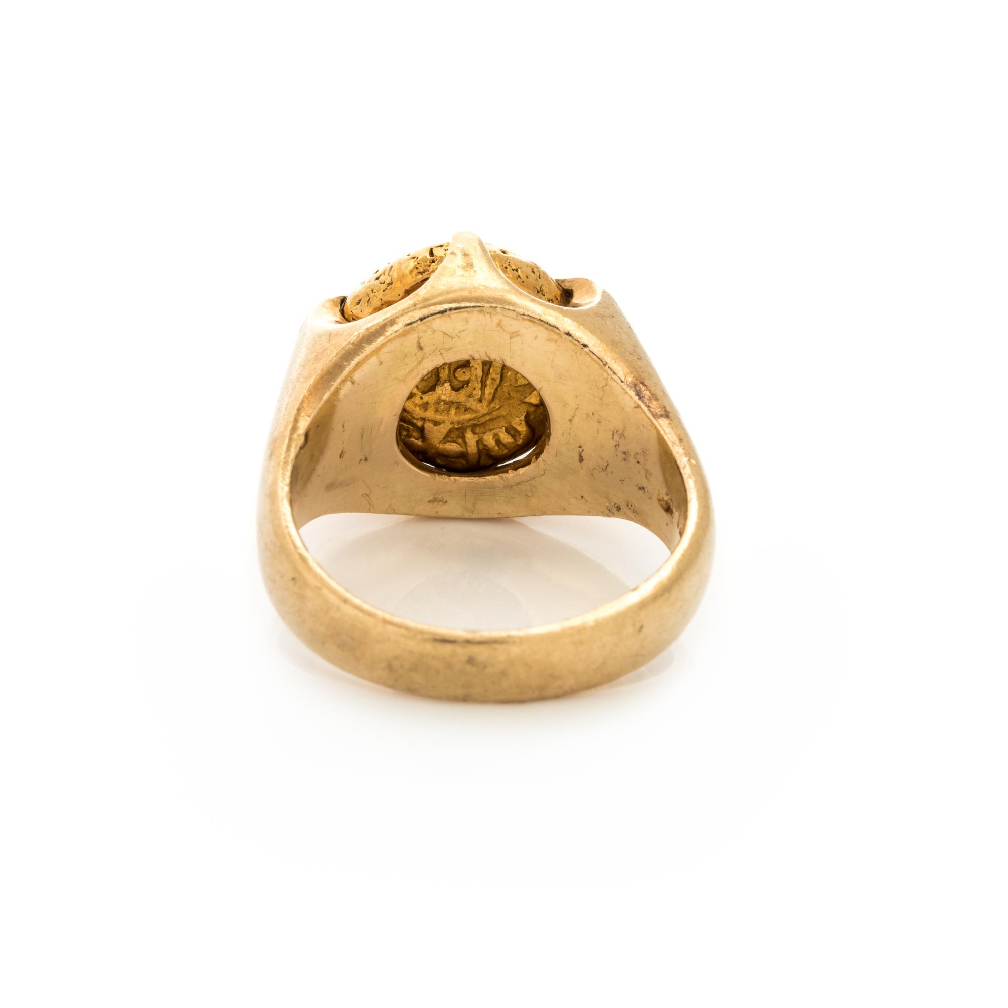 YELLOW GOLD AND BYZANTINE 1 SOLIDUS COIN RING