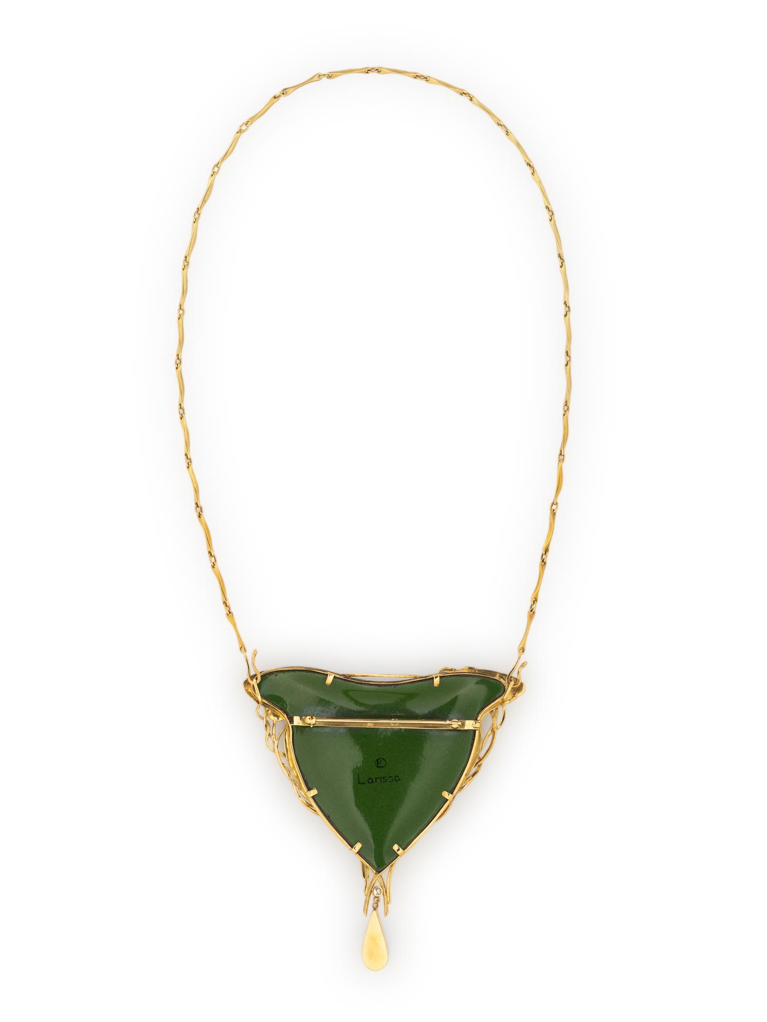 LARISSA PODGORETZ, ENAMEL, BOULDER OPAL, AND YELLOW GOLD PENDANT NECKLACE