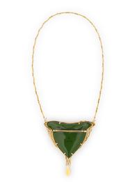 LARISSA PODGORETZ, ENAMEL, BOULDER OPAL, AND YELLOW GOLD PENDANT NECKLACE