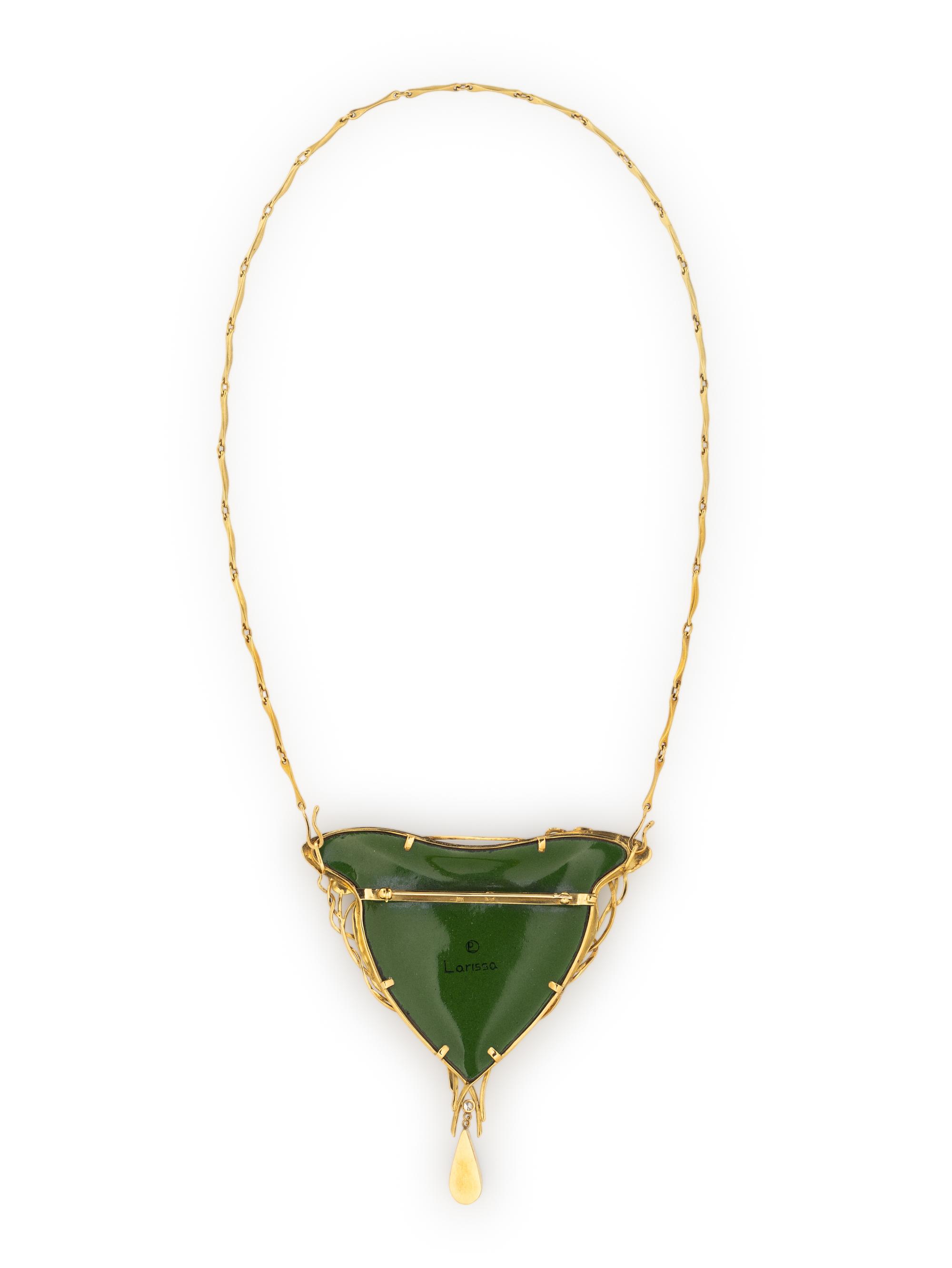 LARISSA PODGORETZ, ENAMEL, BOULDER OPAL, AND YELLOW GOLD PENDANT NECKLACE