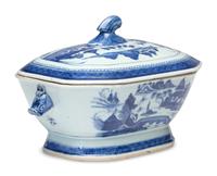 Five Chinese Export Blue Canton Porcelain Articles