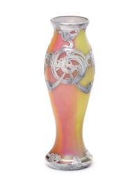 An Art Nouveau Silver Overlay Glass Vase