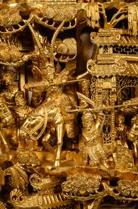 A Chinese Gilt Lacquered Carved Wood Panel