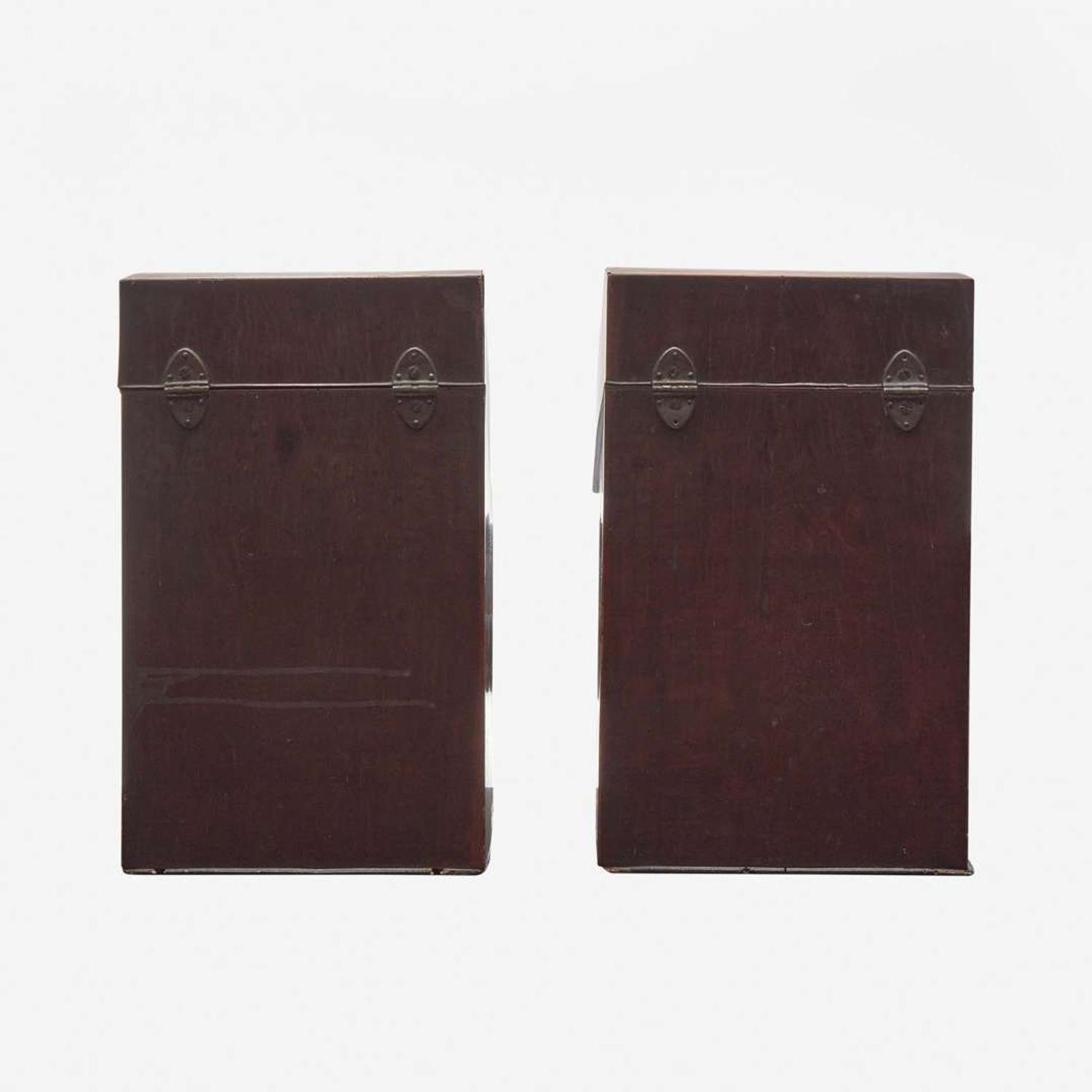 A pair of George III inlaid mahogany knife boxes late 18th century