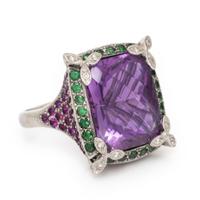 Multigem, Diamond, and White Gold Ring