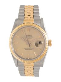 ROLEX, REF. 16233 STAINLESS STEEL AND 18K YELLOW GOLD 'OYSTER PERPETUAL DATEJUST' WRISTWATCH, CIRCA 1990