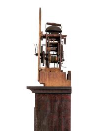 A Federal Red Grain-Painted Case Clock