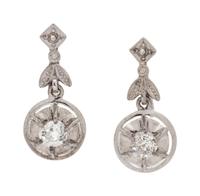 A Pair of White Gold and Diamond Earclips,
