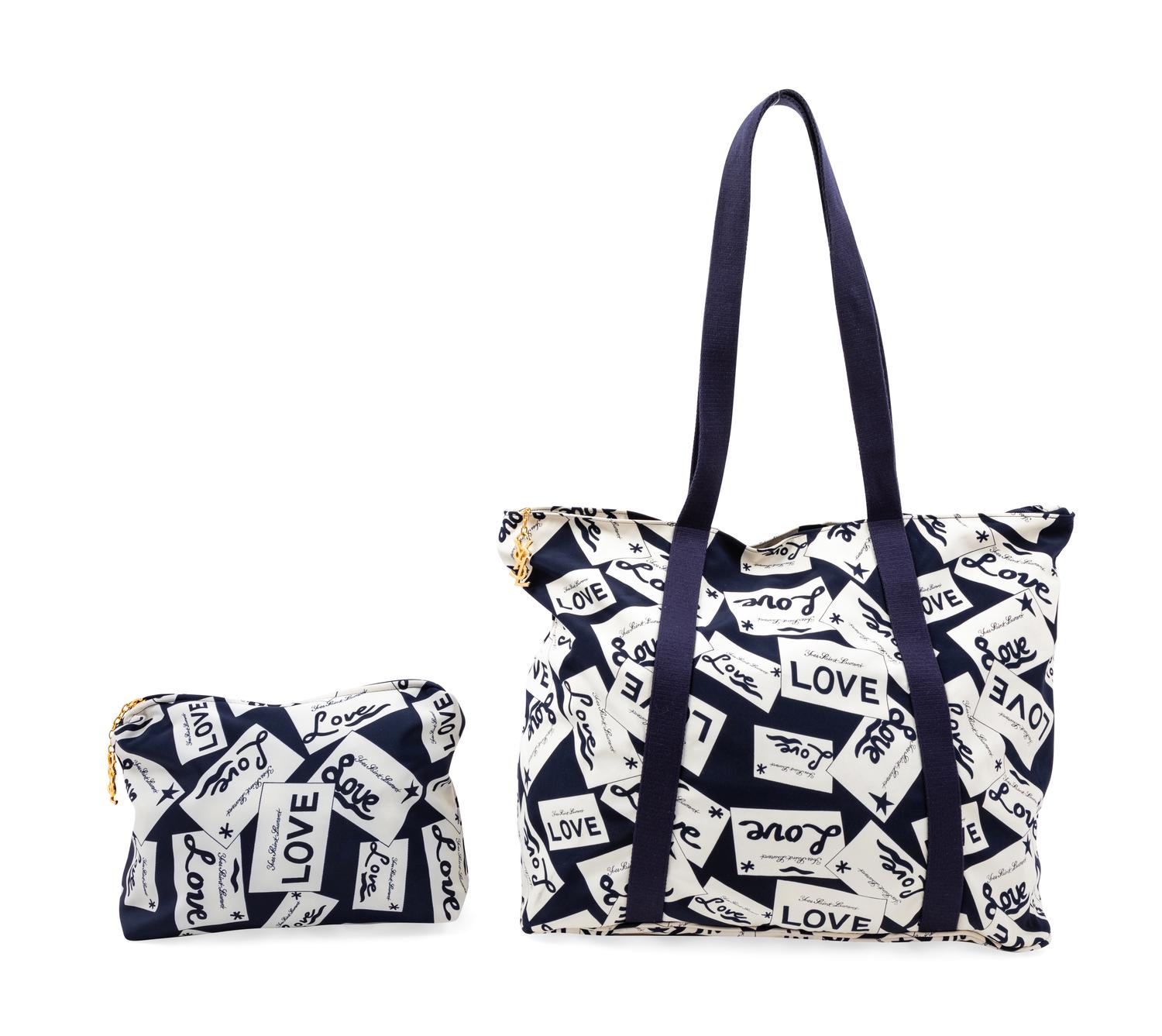 Yves Saint Laurent 'Love Notes' Travel Tote with Matching Makeup Bag, 1980-90s