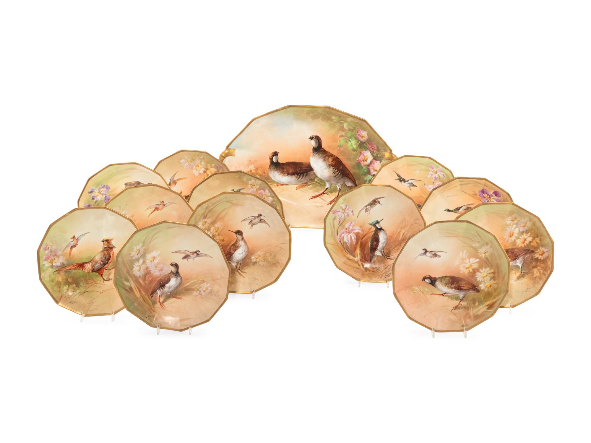 A Limoges Hand-Painted Porcelain Game Service