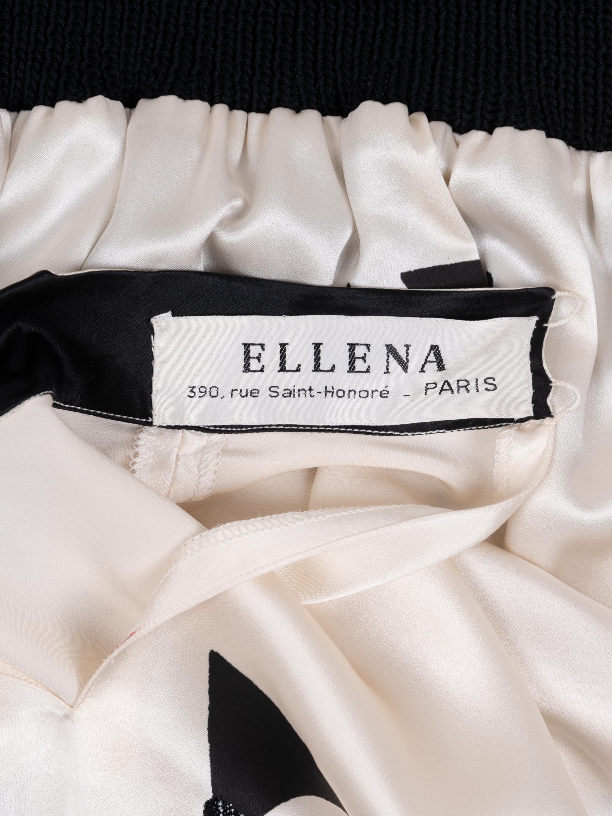 Ellena Hand-Painted Silk Satin Blouse, 1970-80s