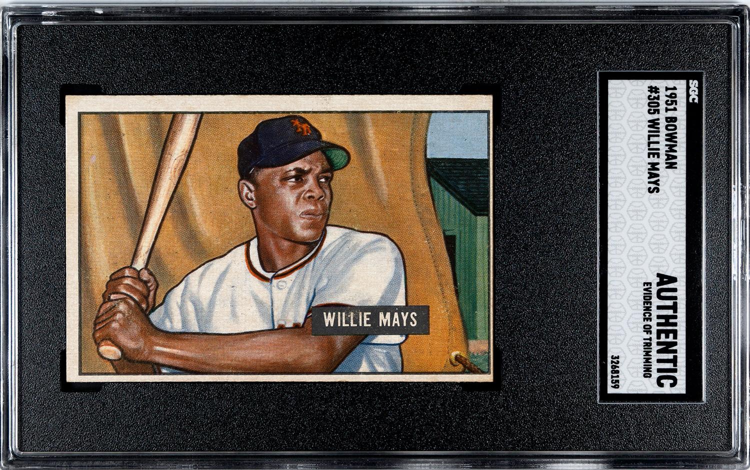 A 1951 Bowman Willie Mays Rookie Baseball Card No. 305 (SGC AUTHENTIC)