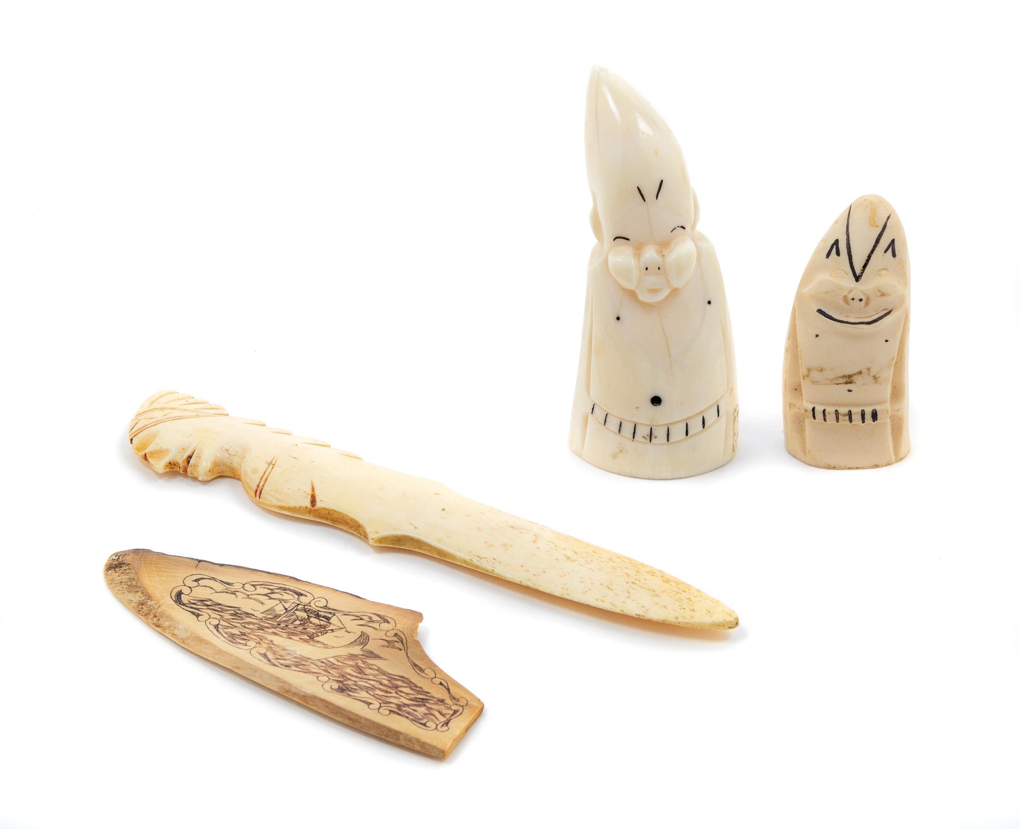 A Collection of Four Carved Horn Desk Articles