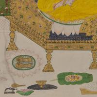 A Painting of The Great Goddess as Indrani, Venerated by the God Indra, Pahari; Panjab Hills, Circa 1800