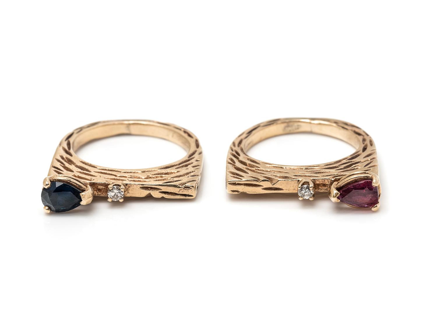GEMSTONE AND DIAMOND RING SET