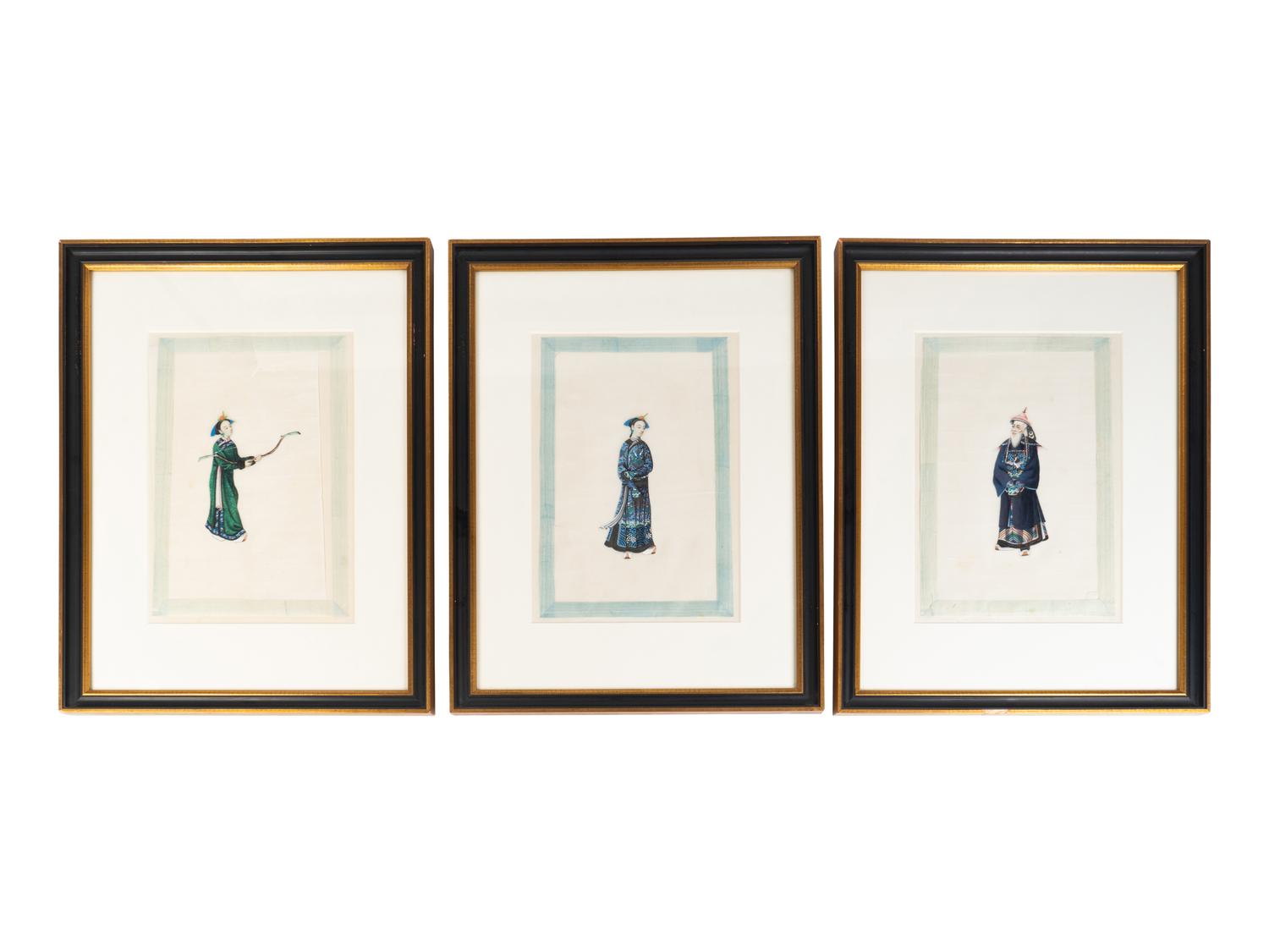 A Set of Twelve Chinese Export Pith Paintings of Imperial Court Figures
