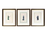 A Set of Twelve Chinese Export Pith Paintings of Imperial Court Figures