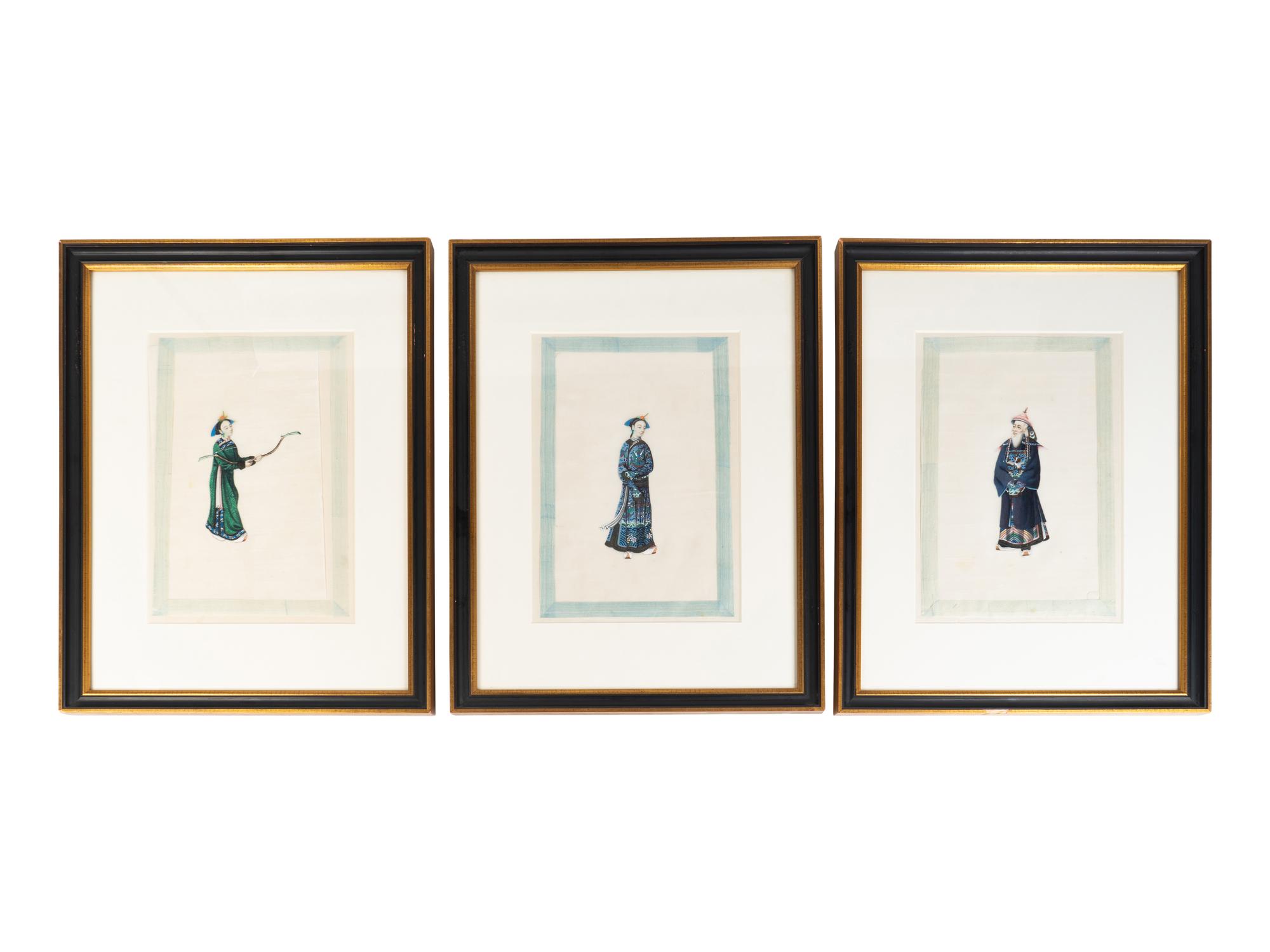 A Set of Twelve Chinese Export Pith Paintings of Imperial Court Figures
