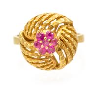 An 18 Karat Yellow Gold and Ruby Ring, 5.00 dwts.
