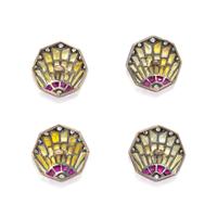 ANTIQUE, DIAMOND, SYNTHETIC YELLOW SAPPHIRE AND RUBY BUTTONS