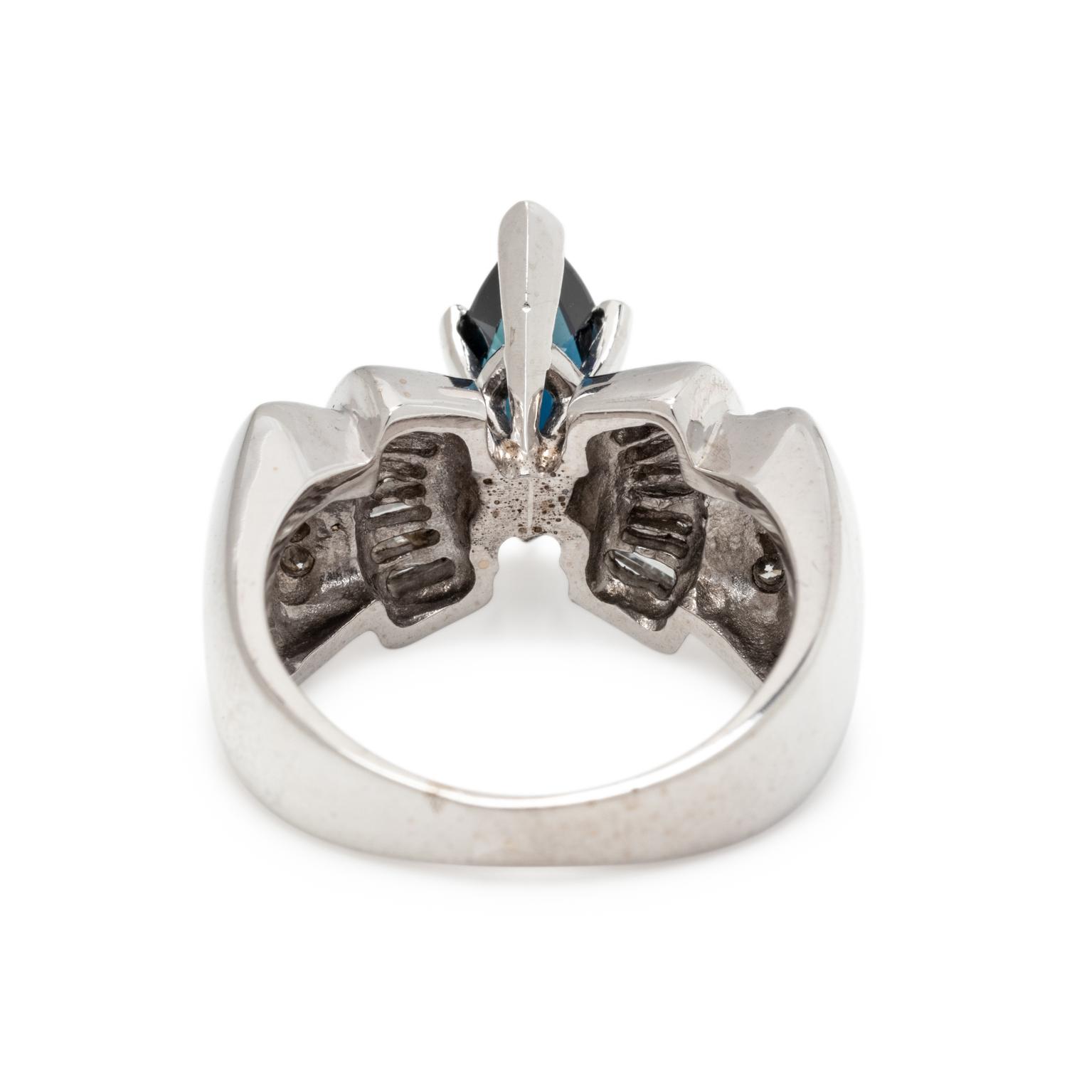 SYNTHETIC SAPPHIRE AND DIAMOND RING