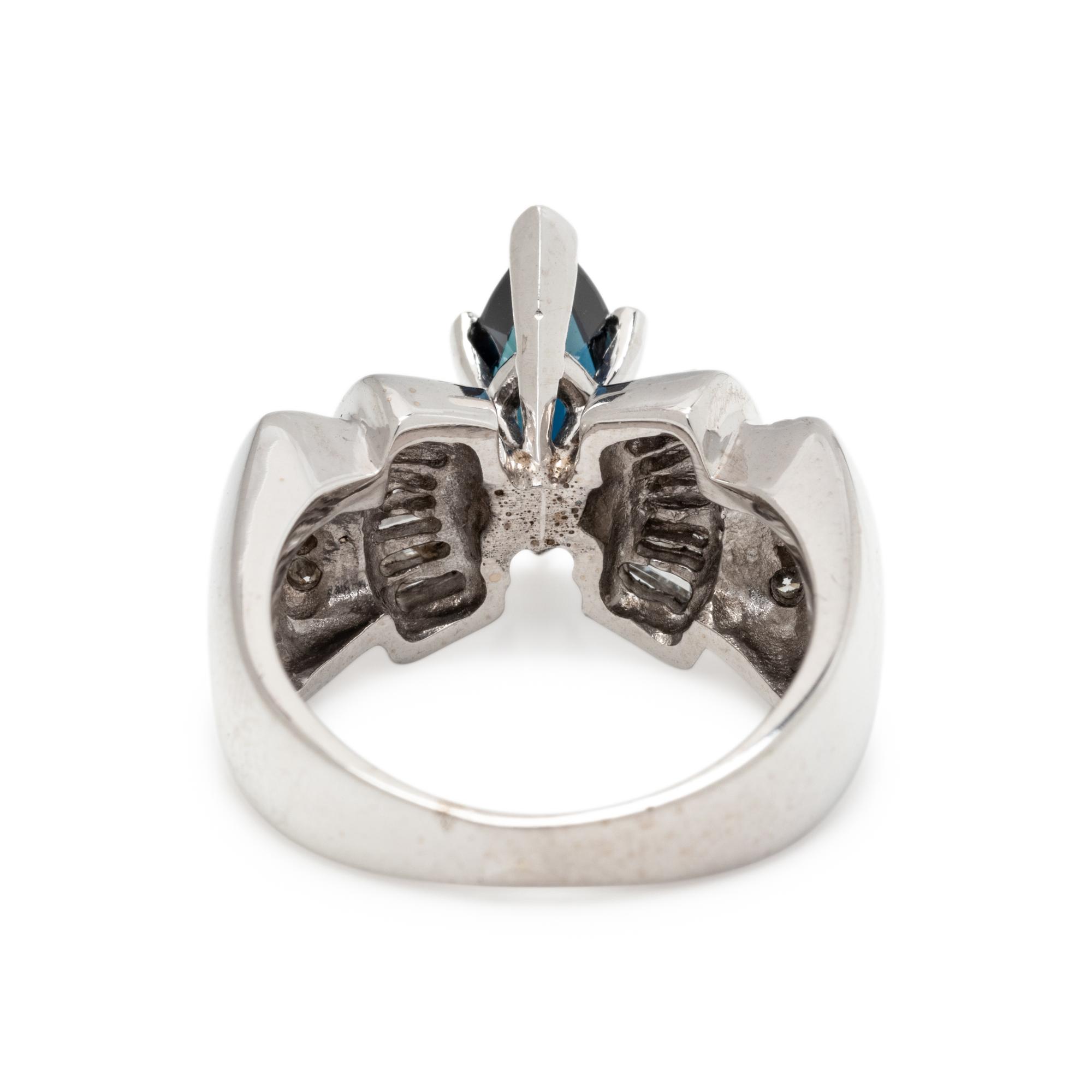 SYNTHETIC SAPPHIRE AND DIAMOND RING