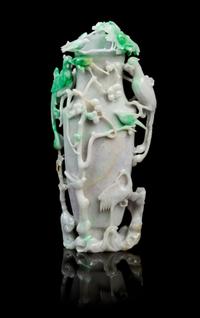 A Large Chinese Jadeite Covered Vase 20TH CENTURY Height 15 1/4 inches. — 20TH CENTURY