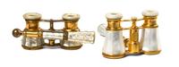 Two Pairs of French Mother-of-Pearl Veneered Opera Glasses, Width 3 7/8 inches.