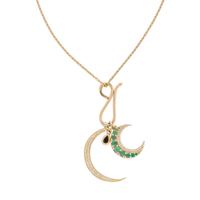 YELLOW GOLD, DIAMOND, AND MULTIGEM CRESCENT MOON PENDANT NECKLACE