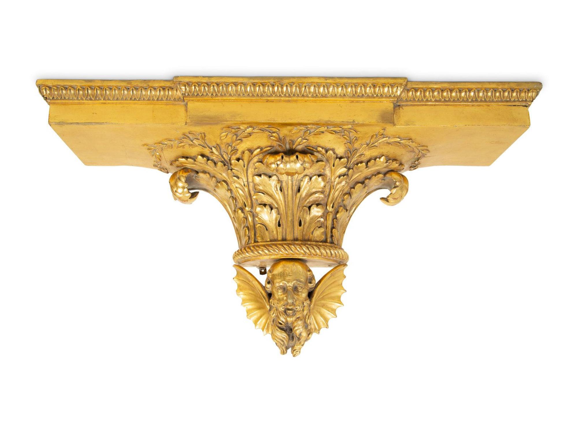 A Large Swedish Giltwood Bracket with Neptune