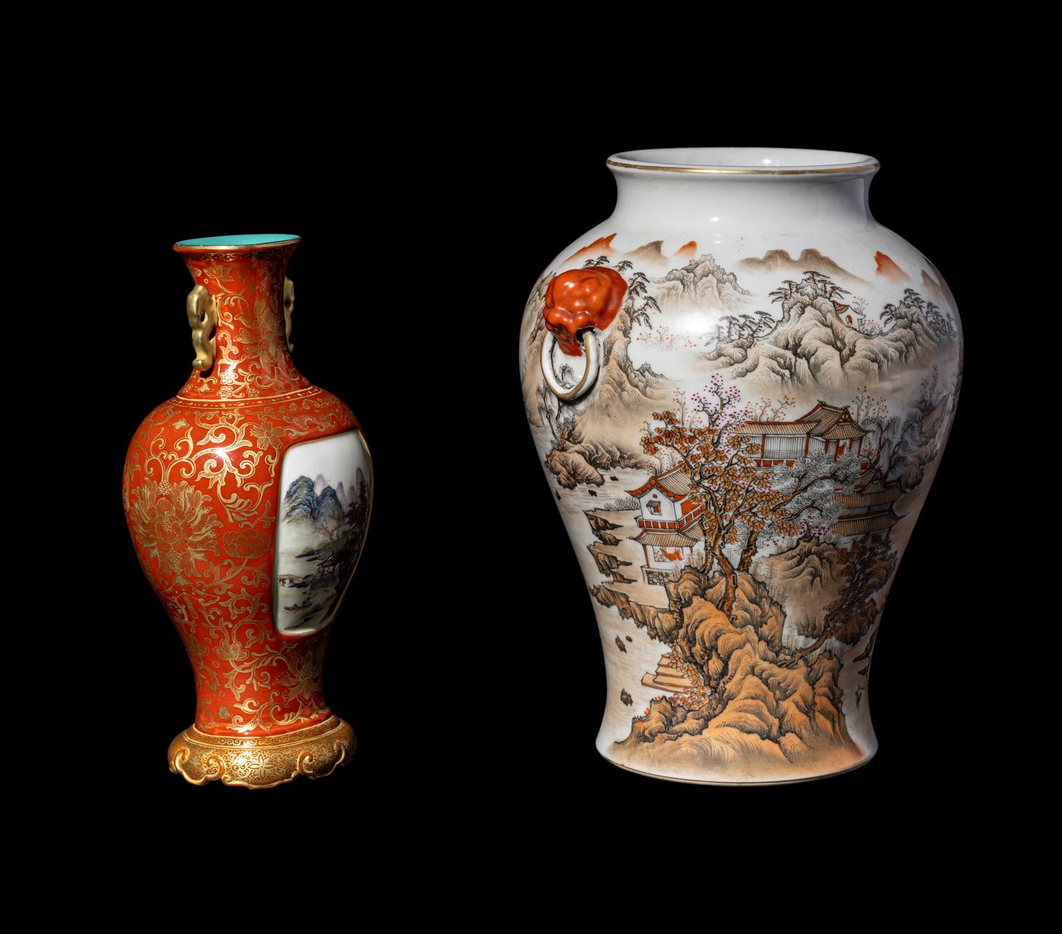 Two Chinese Porcelain 'Landscape' Vases