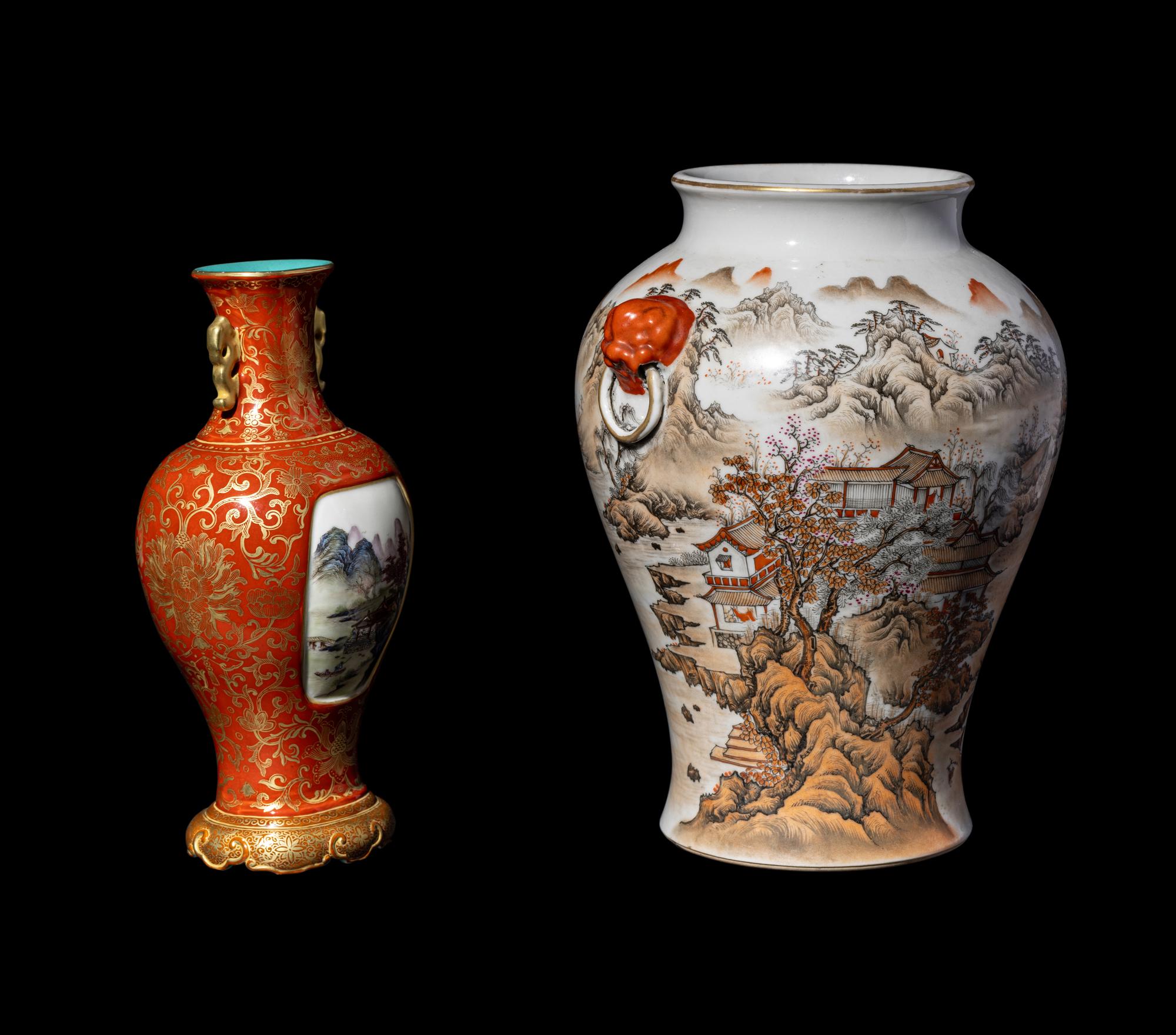 Two Chinese Porcelain 'Landscape' Vases