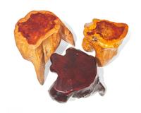 Set of three wooden stump stools