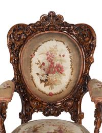 A Pair of Rococo Revival Carved Rosewood Armchairs