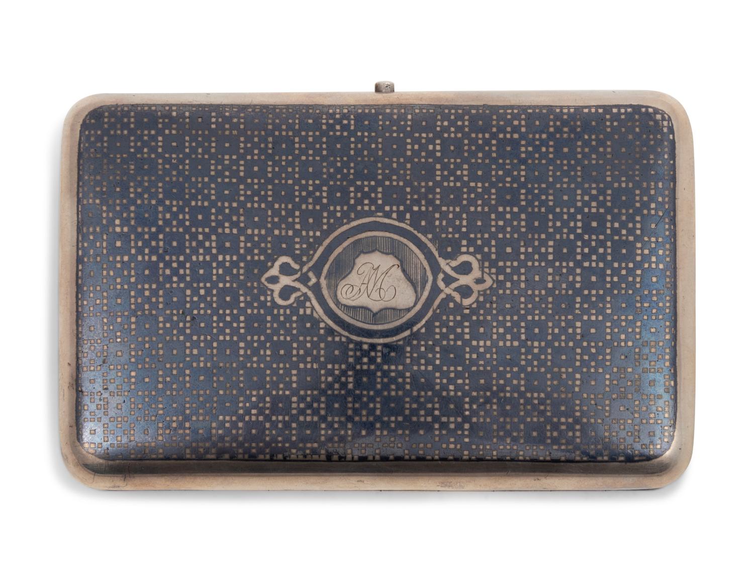 A Russian Niello Silver Cigarette Case