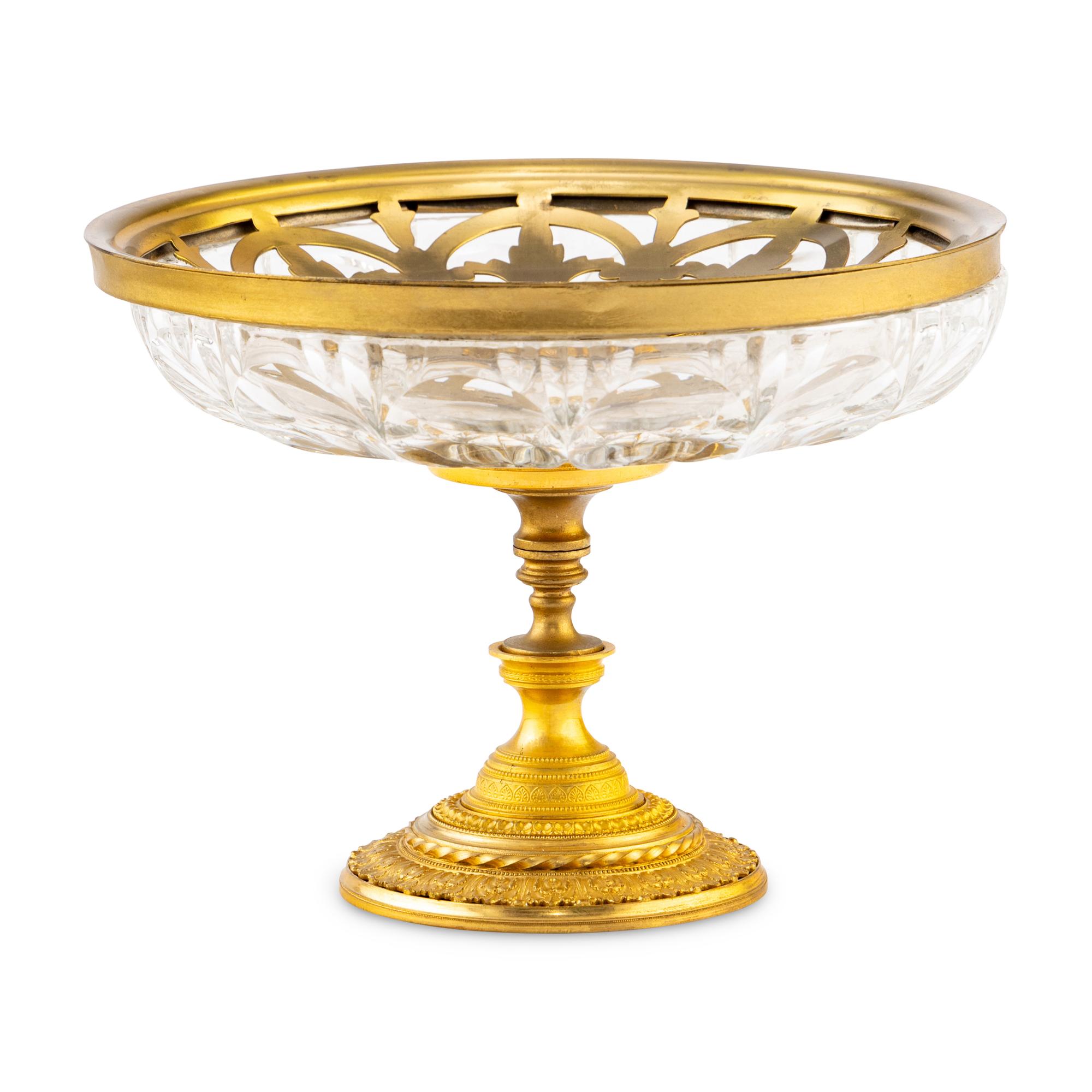 An English Gilt Brass and Cut Glass Centerpiece Bowl Retailed by Tiffany and Co.