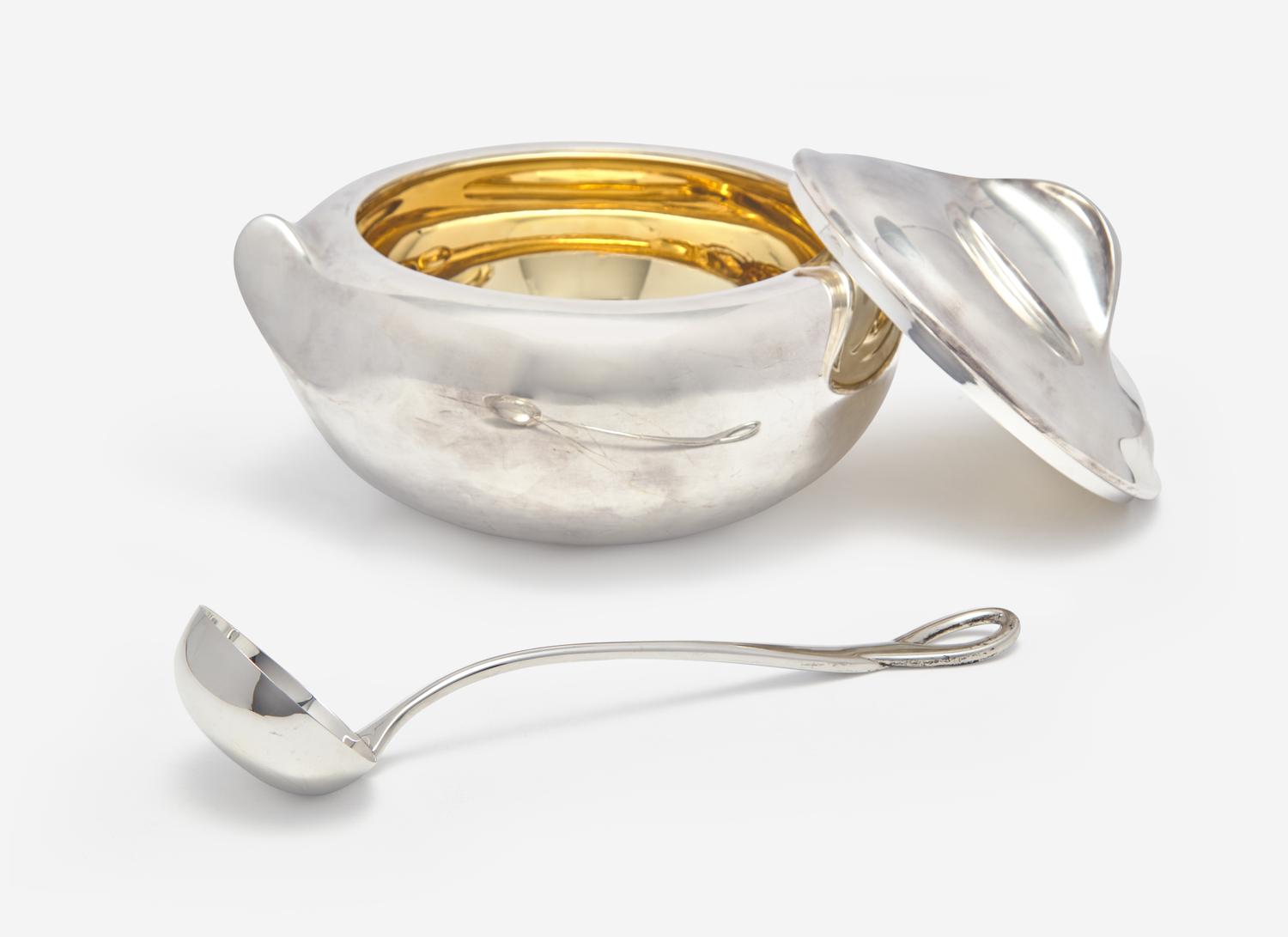 A Tiffany and Co. Thumbprint Silver Tureen, Cover, and Ladle