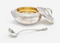 A Tiffany and Co. Thumbprint Silver Tureen, Cover, and Ladle