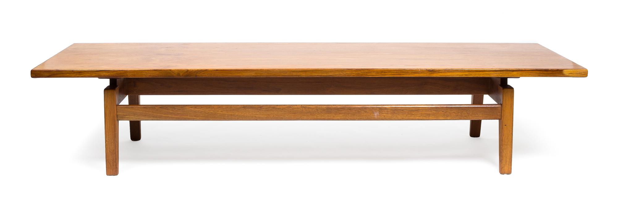 Three Walnut Low Tables The first: height 15 x length 72 x depth 21 inches. — JENS RISOM