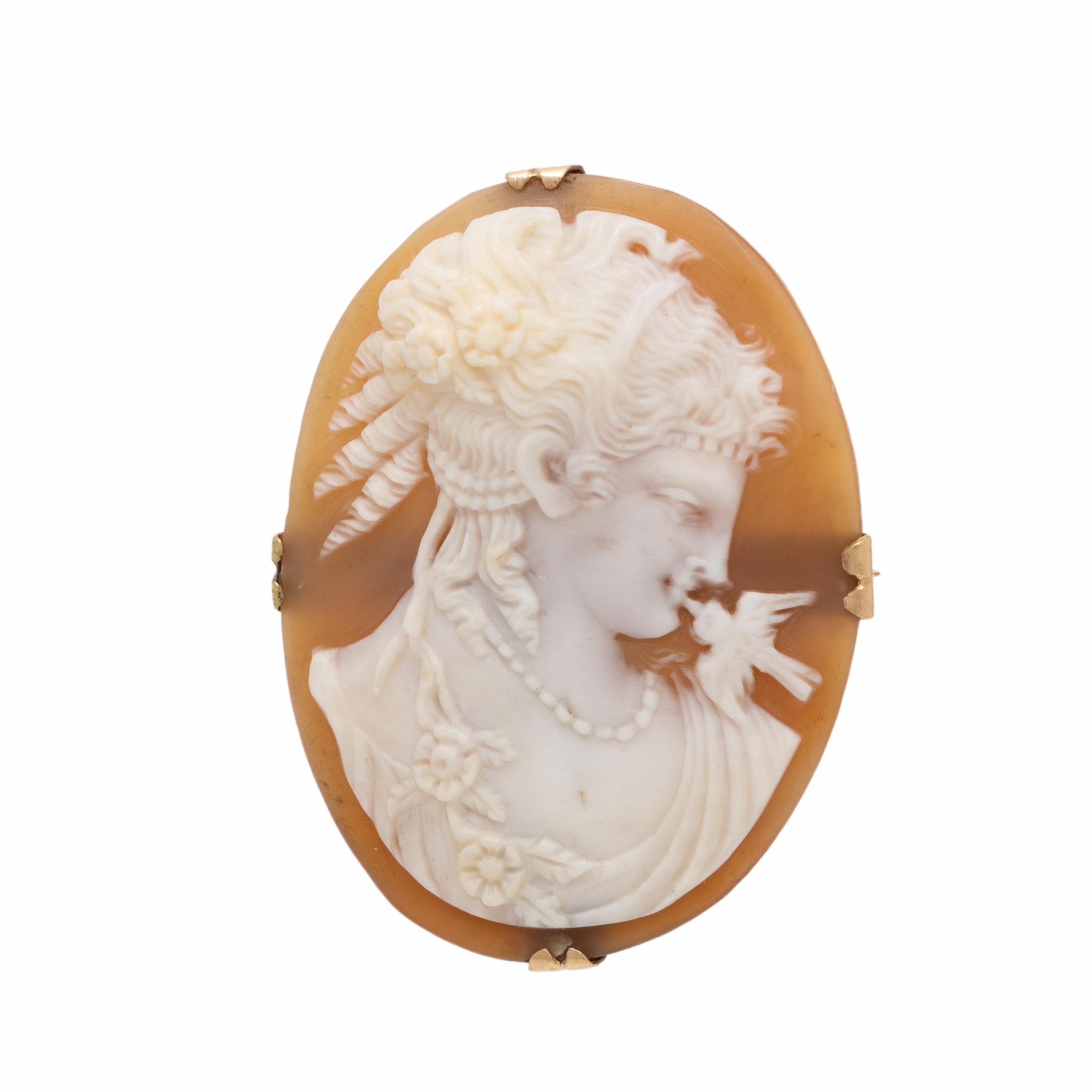 Cameo and Yellow Gold Brooch
