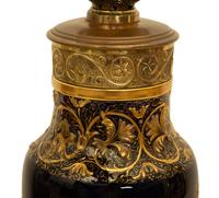 A Gilt Metal Mounted Cobalt and Gilt Decorated Porcelain Table Lamp