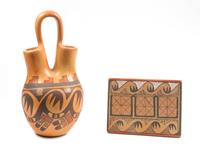 Darlene Nampeyo (Hopi, b. 1956) Two Pottery Articles Height of vase 9 1/2 inches