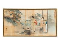 Six Japanese Woodblock Prints Depicting Geishas