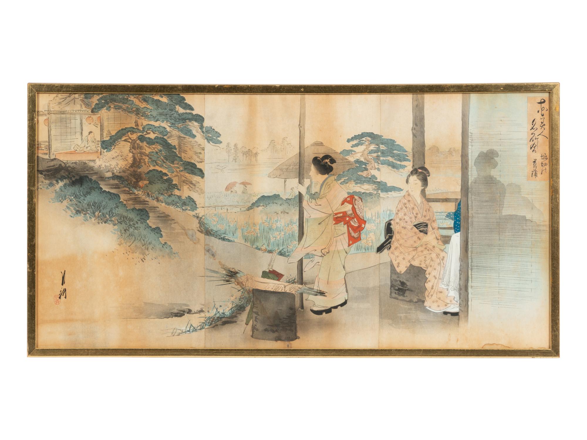 Six Japanese Woodblock Prints Depicting Geishas
