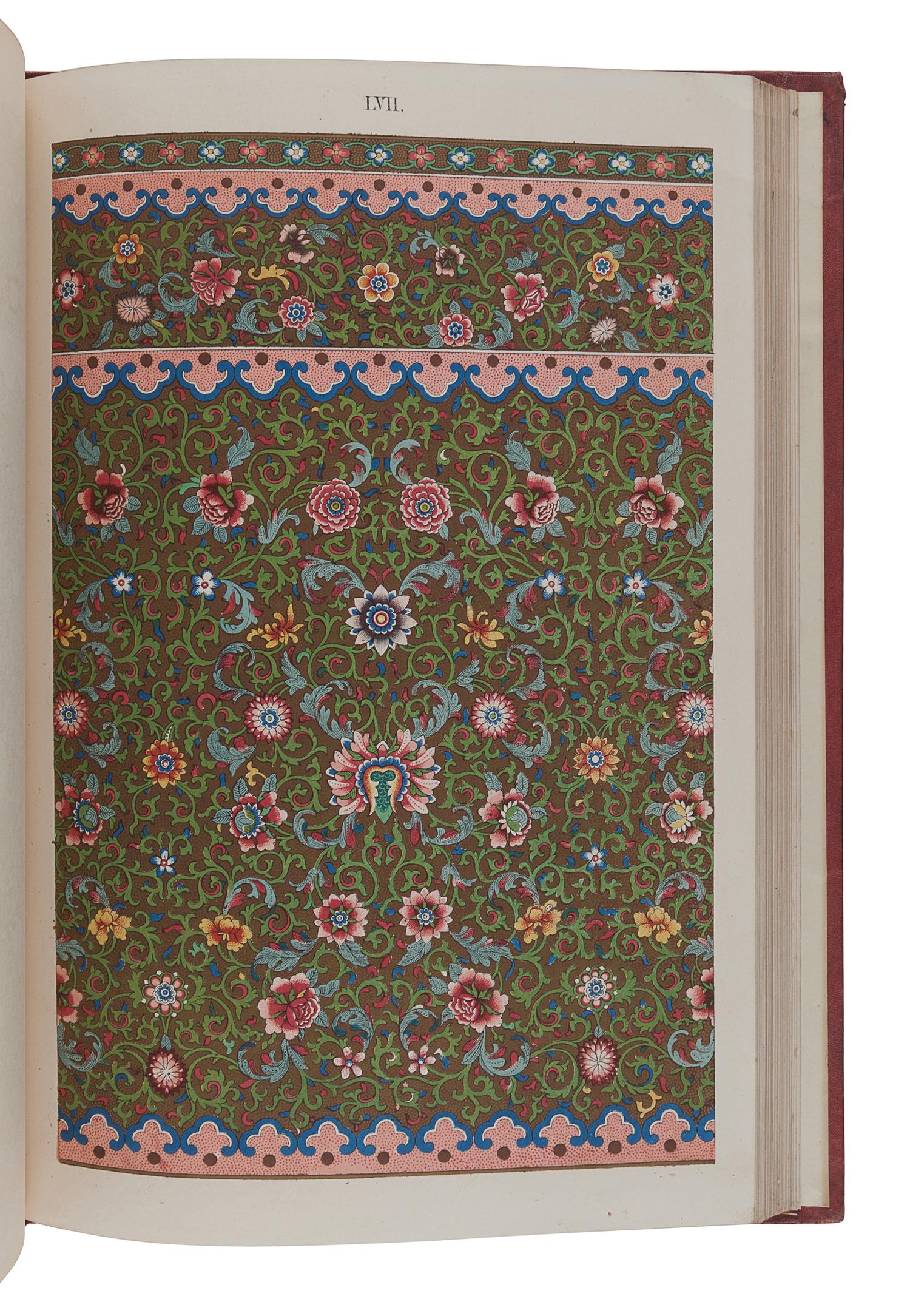 [CHINESE ART]. JONES, Owen (1809-1874). Examples of Chinese Ornament Selected from Objects in the South Kensington Museum and Other Collections . London: S. & T. Gilbert, 1867.