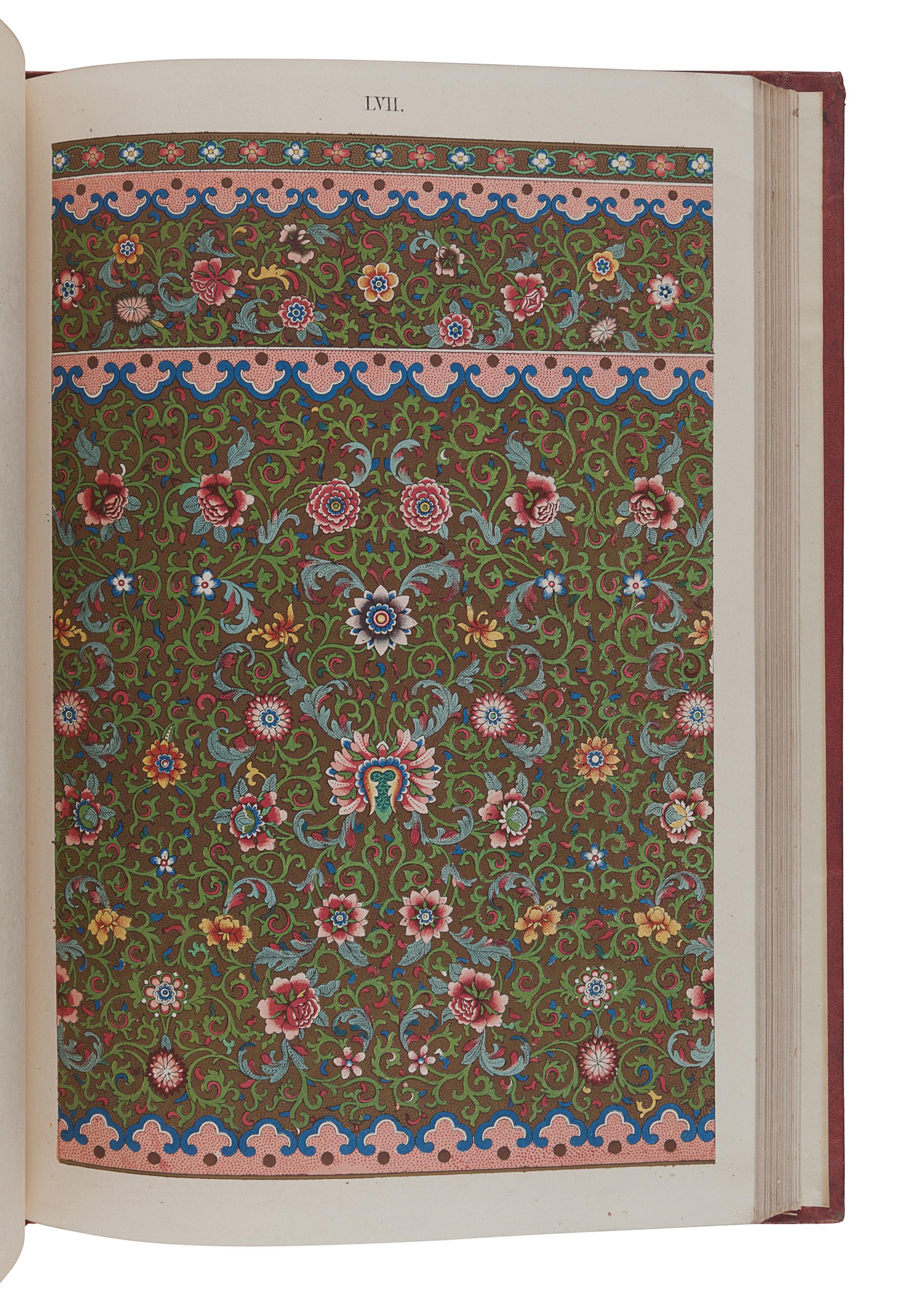 [CHINESE ART]. JONES, Owen (1809-1874). Examples of Chinese Ornament Selected from Objects in the South Kensington Museum and Other Collections . London: S. & T. Gilbert, 1867.
